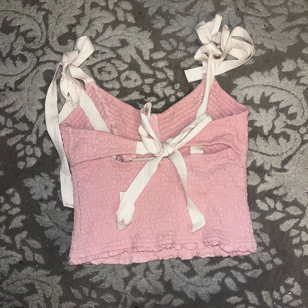 Free People Pink Tank Top with White Straps - Picture 3 of 4